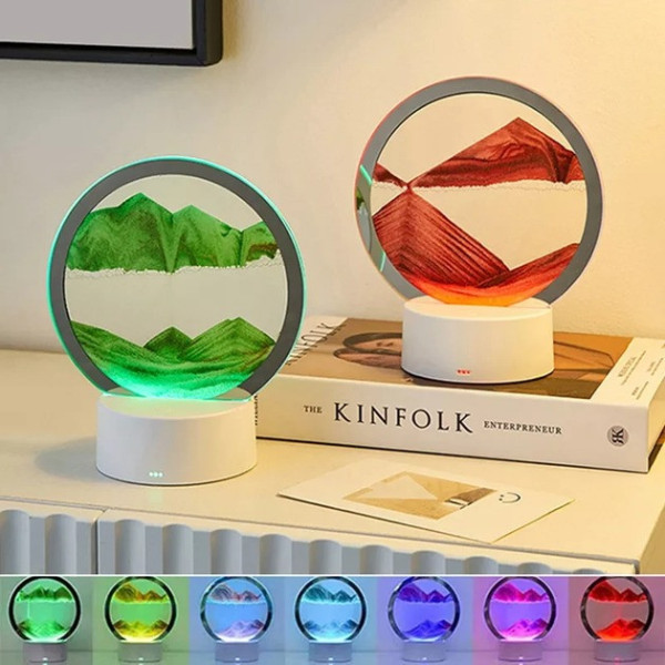 Настольная LED лампа 3D Зыбучий песок / Ночник песочные часы USB светильник