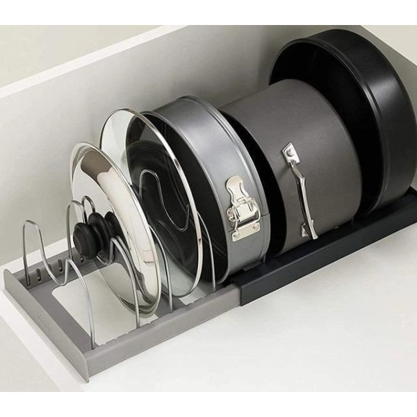 Полка-органайзер DISH RACK для посуды и крышек раздвижной кухонный держатель