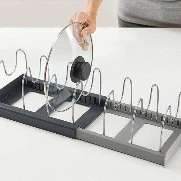 Полка-органайзер DISH RACK для посуды и крышек раздвижной кухонный держатель