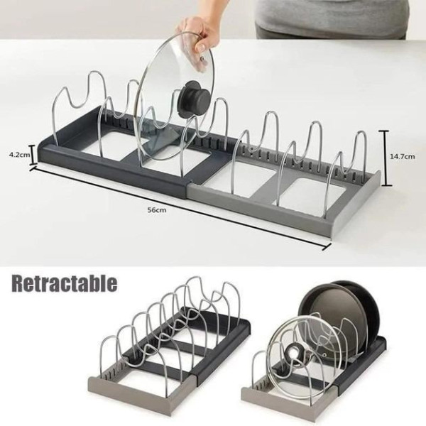 Полка-органайзер DISH RACK для посуды и крышек раздвижной кухонный держатель