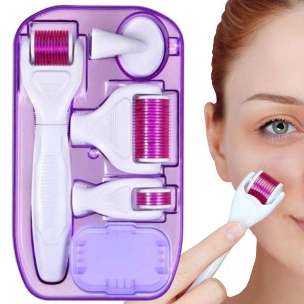 Набор мезороллеров с титановыми микроиглами от растяжек, акне и шрамов Derma Roller Set 5в1