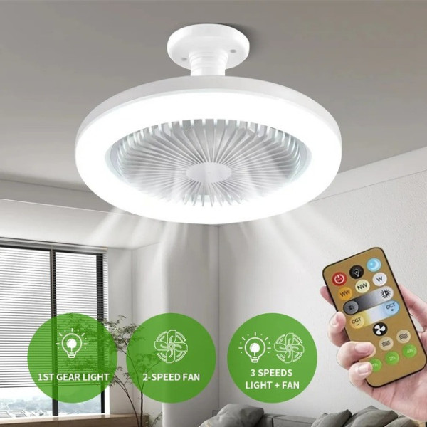 Вентилятор люстра в патрон LED Multi-Function Fan Light универсальный потолочный Белый