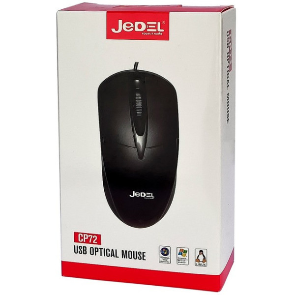 Компьютерная мышь проводная Jedel CP72 для ПК/ноутбука 1000 DPI 1.35М классическая Черный