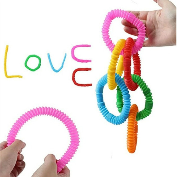 Пластиковые эластичные трубы Антистрессовые игрушки S Fidget Pop Tube, набор из 12 пластиковых эластичных труб