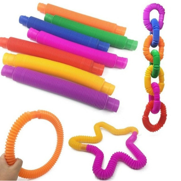 Пластиковые эластичные трубы Антистрессовые игрушки S Fidget Pop Tube, набор из 12 пластиковых эластичных труб