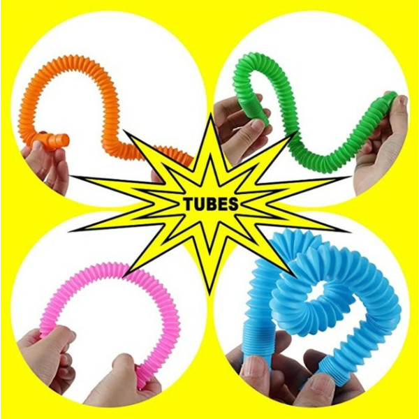 Пластиковые эластичные трубы Антистрессовые игрушки S Fidget Pop Tube, набор из 12 пластиковых эластичных труб
