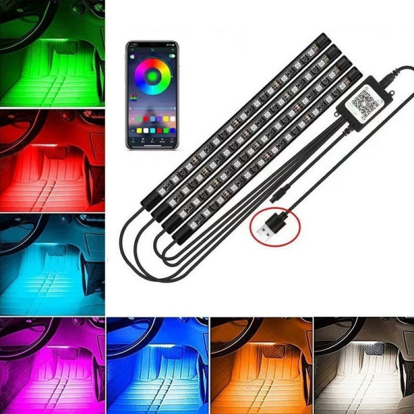 Світлодіодні стрічки RGB для салону автомобіля з керуванням через застосунок по штрихкоду