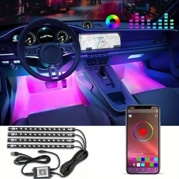 Світлодіодні стрічки RGB для салону автомобіля з керуванням через застосунок по штрихкоду