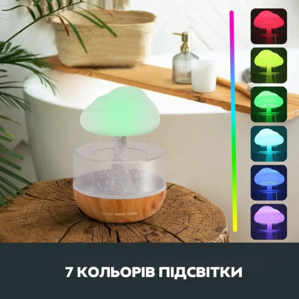 Ночник увлажнитель с эффектом дождя Cloud Rain Humidifier Диффузор и увлажнитель воздуха в комнату