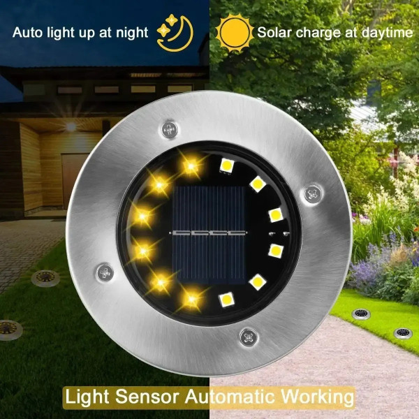 Сонячні вуличні світильники для дому та саду Solar Disk Lights комплект із 4 штук
