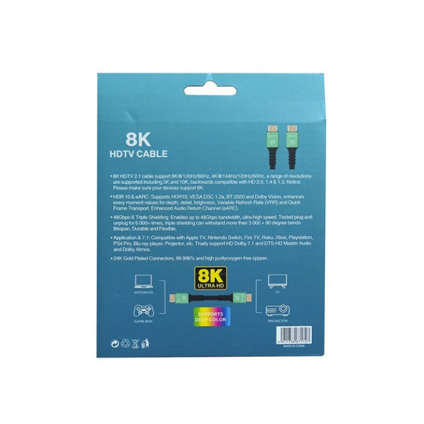 Кабель HDMI 2.1 HD2.1V 1.5 м для 4K/120 Гц і 8K/60 Гц, підтримка eARC