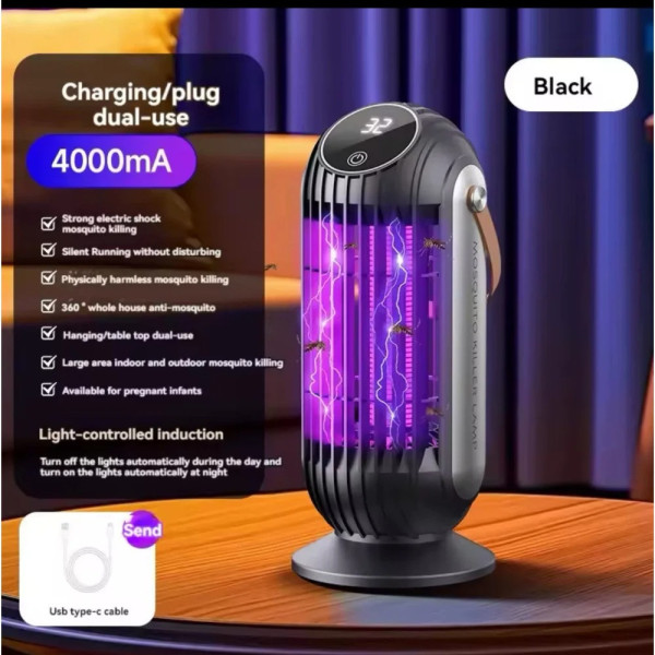 Лампа LY-852 от комаров с электрошокером, ночник, USB Type-C зарядка