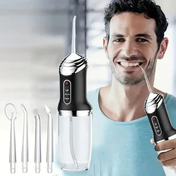 Портативный ирригатор A12 с 3 режимами, 4 насадками, аккумулятором 230 мл, USB зарядка