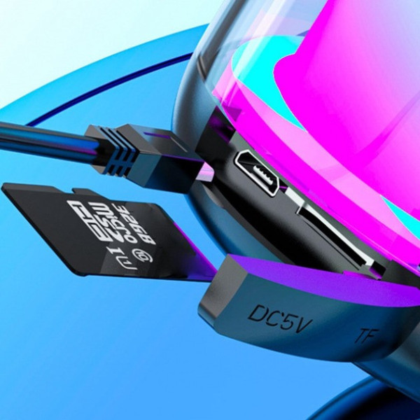 Вологозахищена портативна Bluetooth колонка із синьо-фіолетовою підсвіткою