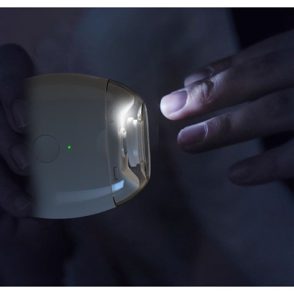 Портативная пилка для ногтей детская с LED подсветкой USB зарядка три скорости бесшумная и безопасная