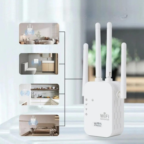 Усилитель Wi-Fi сигнала 2.4 ГГц 300 Мбит/с 4 антенны режимы AP WPS LAN