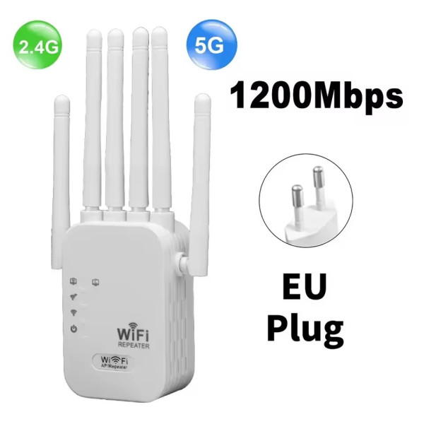 Дводіапазонний Wi-Fi репітер 2.4 5 ГГц 1200 Мбіт/с 6 антен RJ45 режим AP