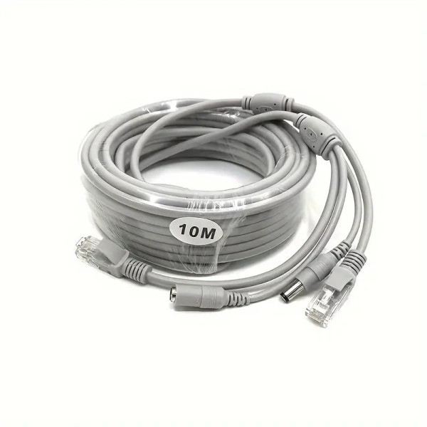 Кабель RJ45 DC 10 м для відеоспостереження комбінований мідний подовжувач живлення