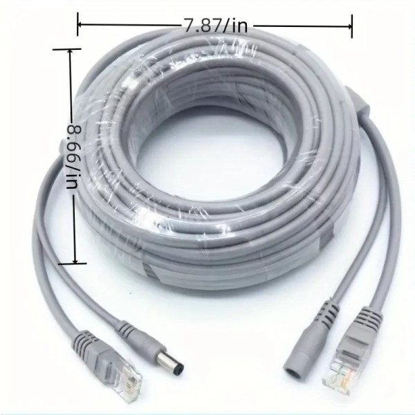 Кабель RJ45 DC 10 м для відеоспостереження комбінований мідний подовжувач живлення