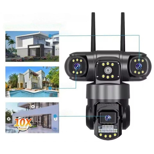 Уличная IP камера V380 SC28-W 12 МП 4 объектива поддержка V380 PRO
