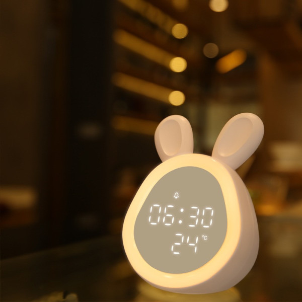 Детские LED часы Зайчик с подсветкой будильником и сенсором температуры на аккумуляторе USB