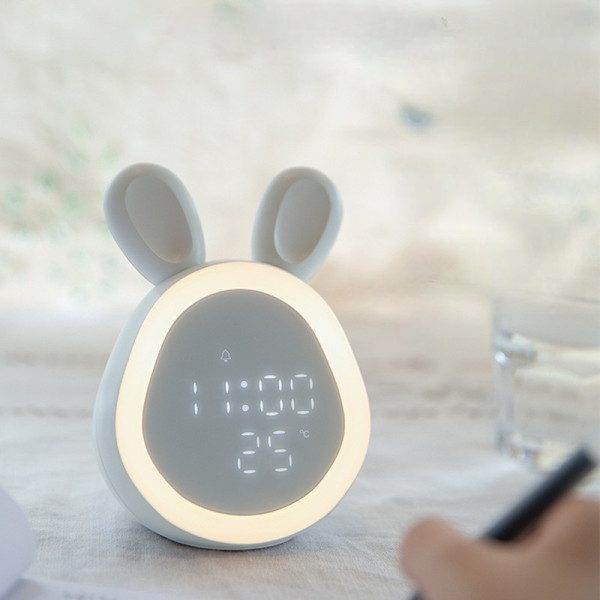 Детские LED часы Зайчик с подсветкой будильником и сенсором температуры на аккумуляторе USB