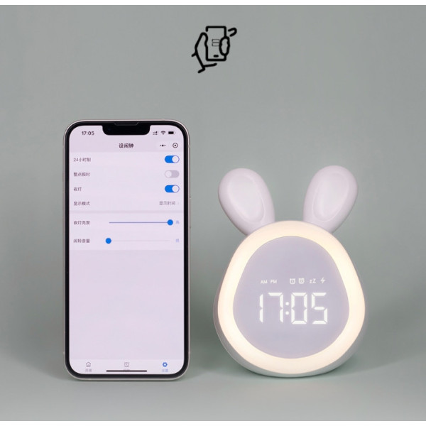 Детские LED часы Зайчик с подсветкой будильником и сенсором температуры на аккумуляторе USB