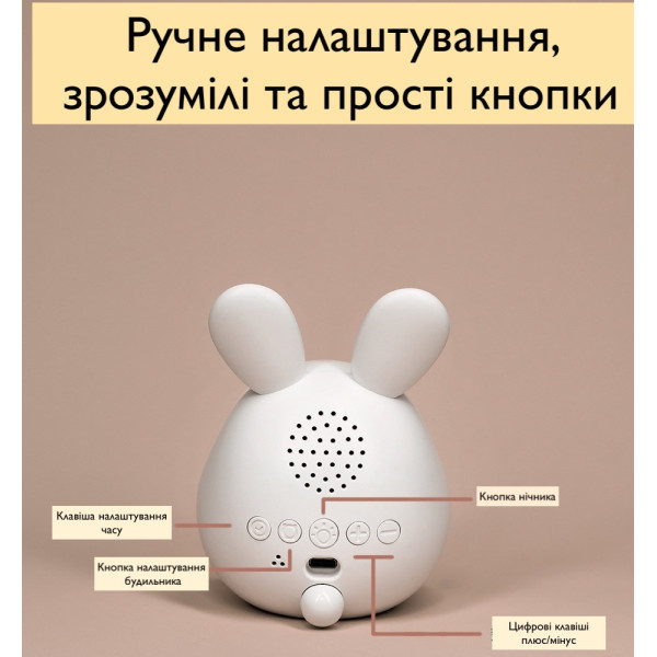 Детские LED часы Зайчик с подсветкой будильником и сенсором температуры на аккумуляторе USB