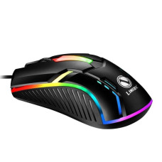 Дротова ігрова миша X3 з LED-підсвіткою, USB-під'єднання, 1200 DPI, чорна