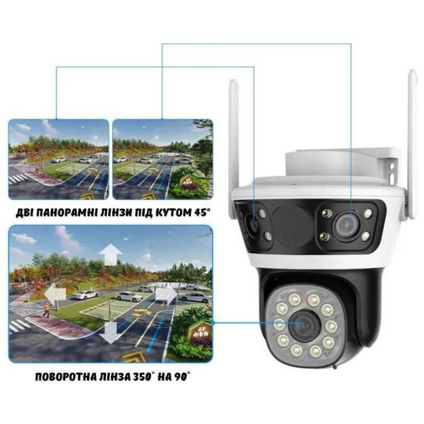 Відеоспостереження камера 3 лінзи Q70 2+2+2 МП 4G Wi-Fi LAN нічне бачення датчик руху