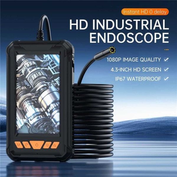 Професійний ендоскоп P380 з екраном 4.3 дюйма Full HD 1080P кабель 5 м чорний