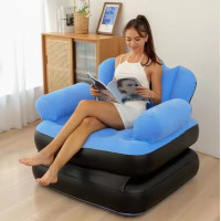 Надувной диван-трансформер Bestway 67356 Multi-Max Air Couch 152×188×64 см голубой