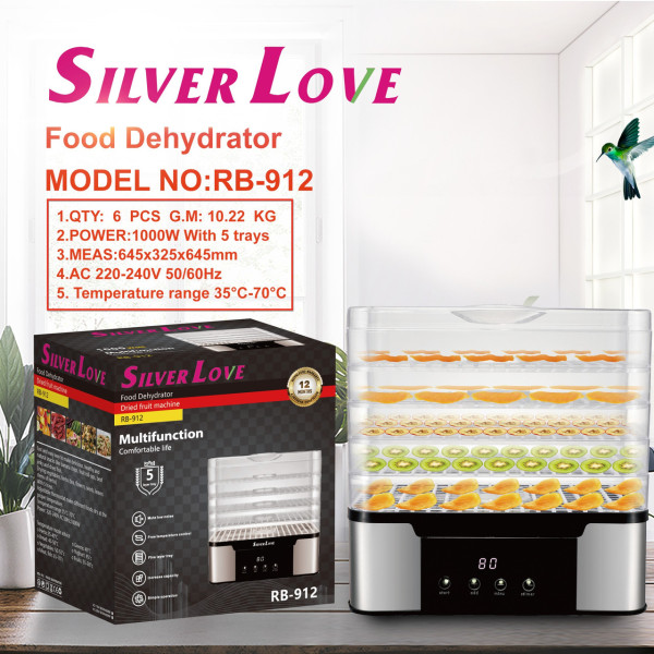Электросушилка Silver Love RB-912 для фруктов и овощей 5 ярусов 1000 Вт