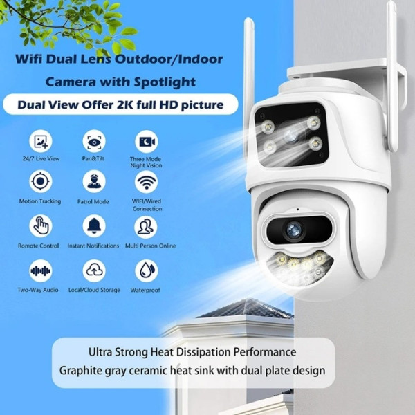 Вулична Wi-Fi камера ICSEE 8MP PTZ з нічним баченням і функцією автотрекінгу