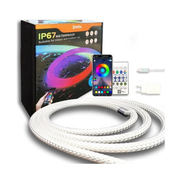 Стрічка-шланг LED RGB 5 м, розумна з Bluetooth керуванням і синхронізацією з музикою