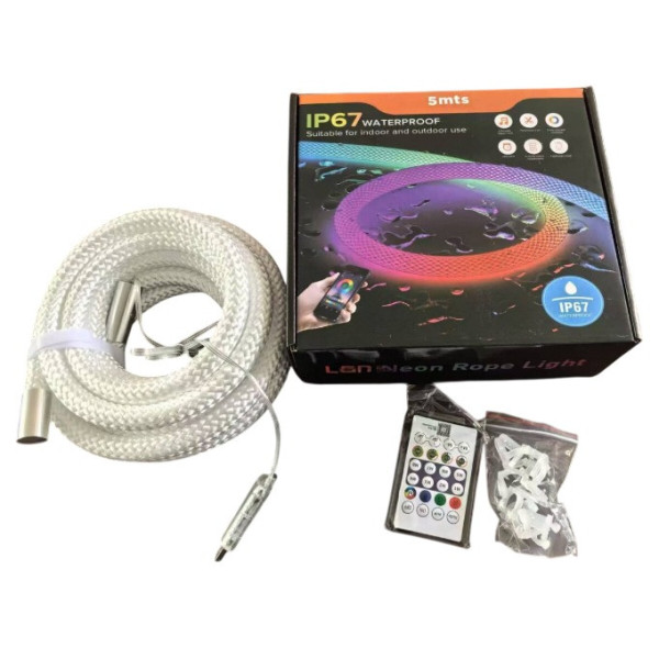Стрічка-шланг LED RGB 5 м, розумна з Bluetooth керуванням і синхронізацією з музикою