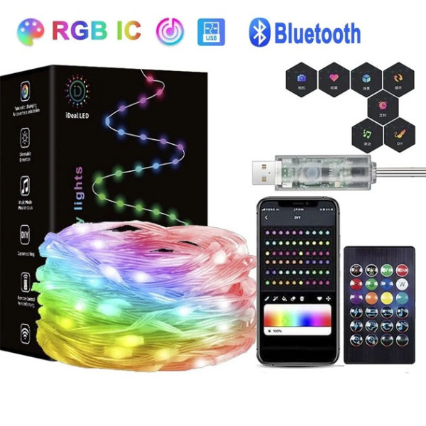 Неоновая лента 10 м, LED RGBIC гибкая, с управлением через приложение и музыкальной синхронизацией