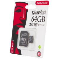 Картка MicroSD Kingston 64 ГБ, Class 10 UHS-I для камер, смартфонів і планшетів