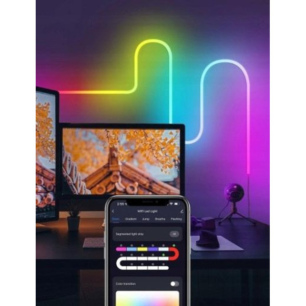 Светодиодная USB LED лента 5 м RGB-IC с Wi-Fi и Bluetooth управлением через приложение AND 5250