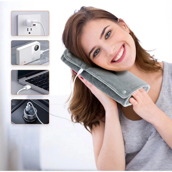 Электрогрелка USB мягкая для рук, ног и тела, 28,5×44,5 см, удобная и теплая, серый