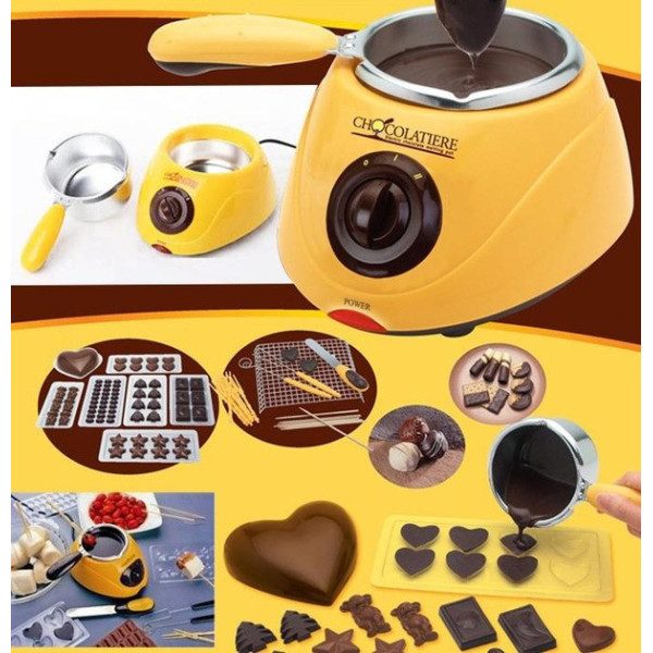 Набор для шоколадного фондю Chocolate Fondue Set, прибор из нержавеющей стали с формами и аксессуарами