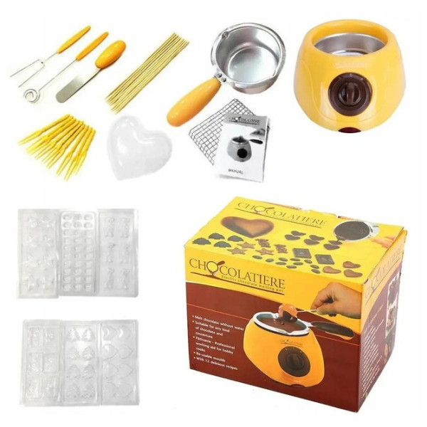 Набор для шоколадного фондю Chocolate Fondue Set, прибор из нержавеющей стали с формами и аксессуарами