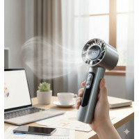Мінівентилятор R2 з USB LED-дисплеєм 100 швидкостей акумулятор 1800 мА·год GS5
