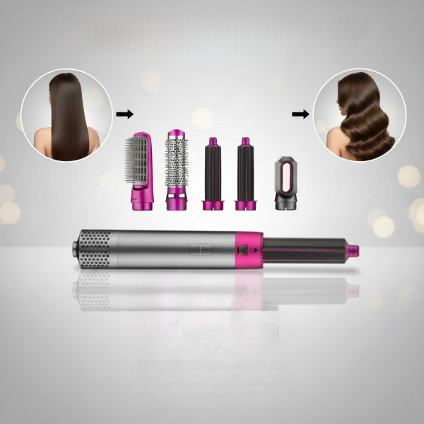 Стайлер для волос 5в1 Hot Air Styler с насадками, воздушный фен-щетка для сушки и укладки волос с чехлом