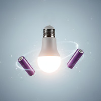 Світлодіодна акумуляторна лампа D8442/LED-лампочка з патроном Е27 20 W + 2 акумулятори