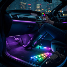 Світлодіодні стрічки RGB для салону автомобіля з керуванням через застосунок по штрихкоду