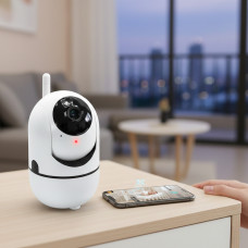 Камера відеоспостереження CAMERA Wifi QC011 Біла Бездротова поворотна відеоня з інфрачервоною підсвіткою