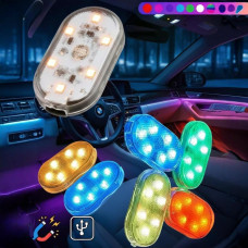 Світильник акумуляторний RGB 2 штуки для салону авто, Світло в салон автомобіля із сенсорним датчиком