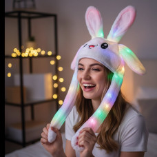 Шапка, що світиться з вухами, що рухаються Кролик Pikachu Пікачу біла
