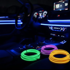 Підсвітка салону авто RGB змінює 7 кольорів, прилад, Гнучкий неон 5 метрів, неонова підсвітка авто, USB